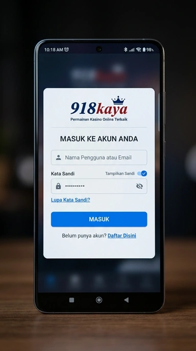 Tampilan halaman login 918kaya