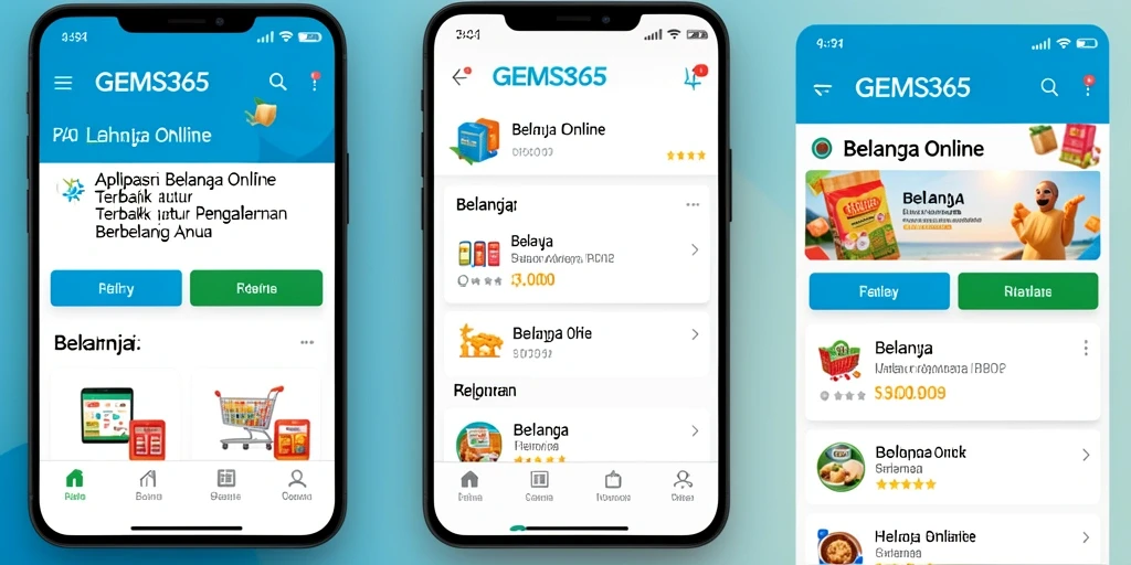 Tampilan antarmuka aplikasi GEMS365 yang sederhana dan menarik.