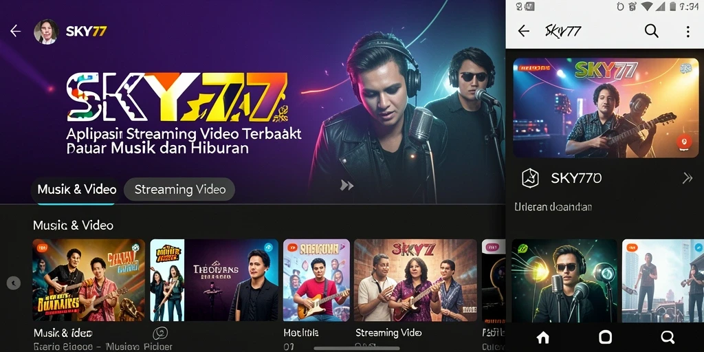 Tampilan antarmuka pengguna SKY77 dengan fitur Streaming Video.